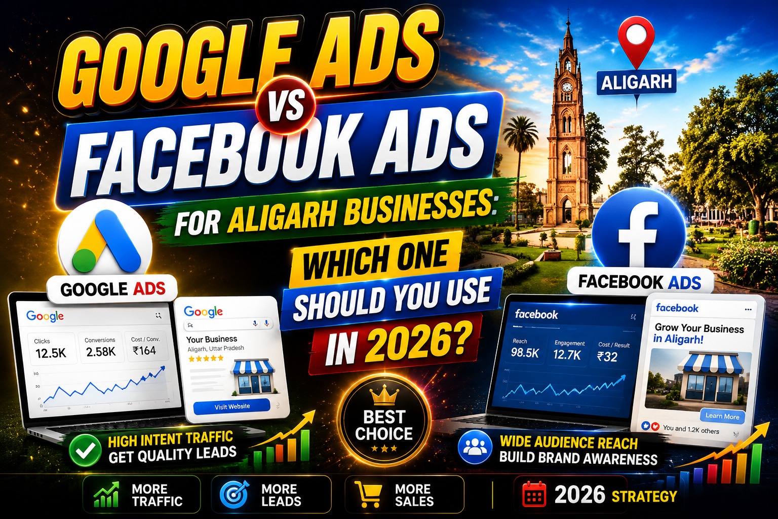You are currently viewing Google Ads vs Facebook Ads for Aligarh Businesses